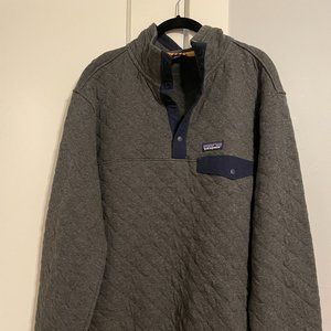 Patagonia M's Cotton Quilt Snap-T Pullover Grey/Navy Blue Large